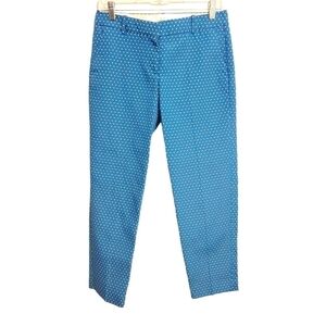 J. Crew | Women's Blue and White Cafe Capri Polka Dot Jacquard Pants (Size 2)